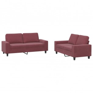 Ensemble de canapés 2 pcs rouge bordeaux tissu