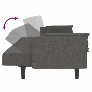 Canapé-lit à 2 places avec deux oreillers Gris foncé Tissu