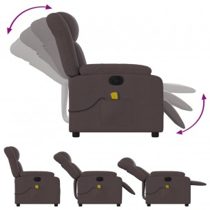 Fauteuil de massage inclinable électrique Marron foncé Tissu