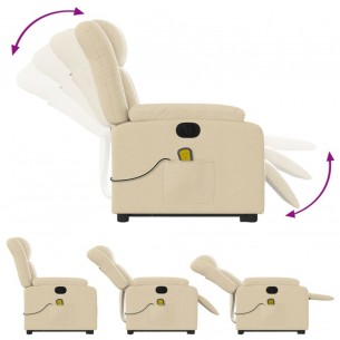 Fauteuil inclinable de massage électrique Crème Tissu