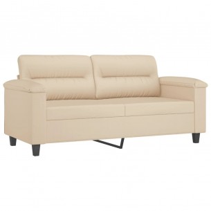 Canapé à 2 places Crème 140 cm Tissu microfibre