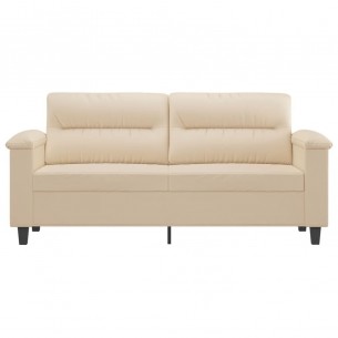 Canapé à 2 places Crème 140 cm Tissu microfibre