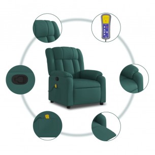 Fauteuil de massage inclinable Vert foncé Tissu
