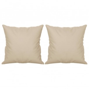 Canapé 2 places avec oreillers crème 140 cm tissu microfibre