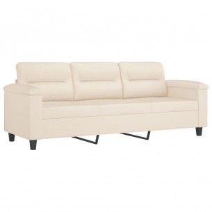 Canapé 3 places avec oreillers beige 180 cm tissu microfibre