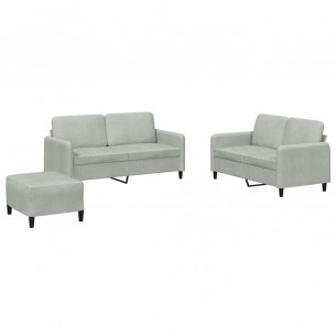 Ensemble de canapés 3 pcs gris clair velours