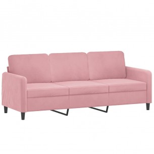 Ensemble de canapés 3+2 places avec coussins rose velours