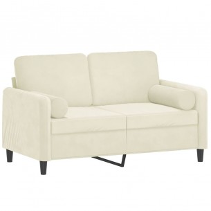 Canapé 2 places avec oreillers décoratifs crème 120 cm velours