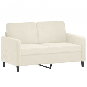 Canapé 2 places avec oreillers décoratifs crème 120 cm velours