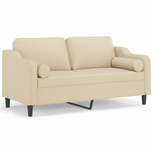 Canapé 2 places avec oreillers décoratifs crème 140 cm tissu