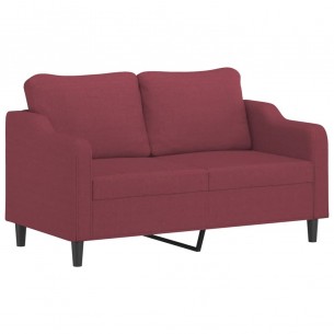 Canapé 2 places avec oreillers bordeaux 140 cm tissu