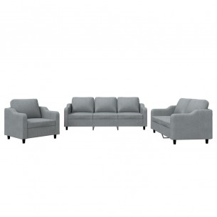 Ensemble de canapés 3 pcs avec coussins Gris clair Tissu