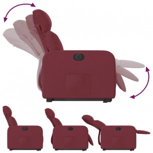 Fauteuil inclinable électrique rouge bordeaux tissu