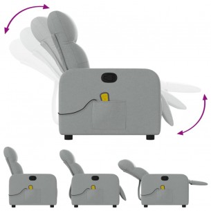 Fauteuil de massage inclinable Gris clair Tissu
