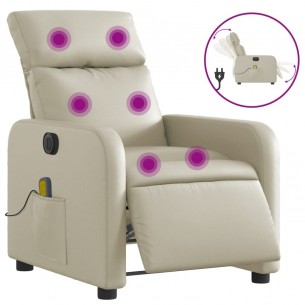 Fauteuil de massage inclinable électrique crème similicuir