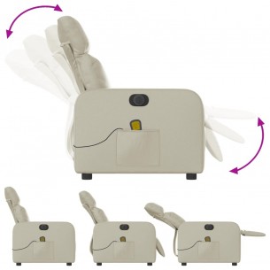 Fauteuil de massage inclinable électrique crème similicuir