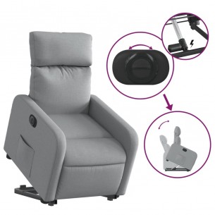 Fauteuil inclinable électrique gris clair tissu
