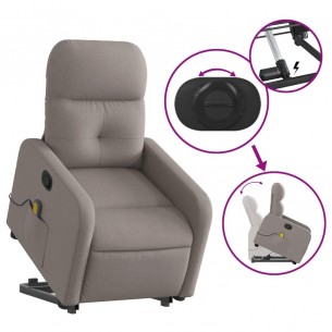 Fauteuil inclinable de massage Taupe Tissu