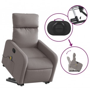Fauteuil inclinable de massage Taupe Tissu