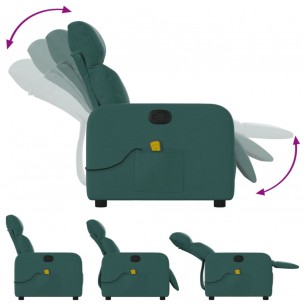 Fauteuil de massage inclinable Vert foncé Tissu