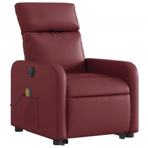 Fauteuil inclinable de massage électrique rouge bordeaux