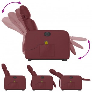 Fauteuil inclinable de massage électrique rouge bordeaux