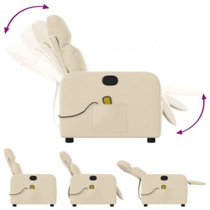Fauteuil de massage inclinable Crème Tissu