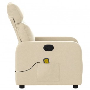 Fauteuil de massage inclinable Crème Tissu