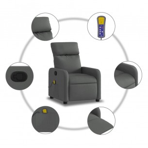 Fauteuil de massage inclinable Gris foncé Tissu