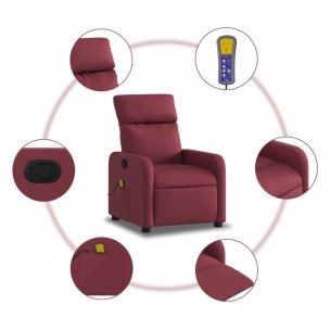 Fauteuil de massage inclinable Rouge bordeaux Tissu