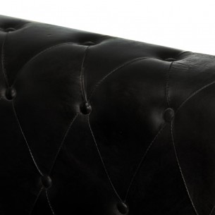 Canapé Chesterfield à 2 places Noir Cuir véritable
