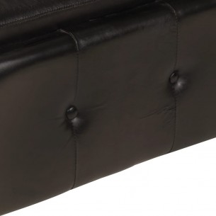 Canapé Chesterfield à 2 places Noir Cuir véritable