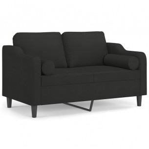 Canapé 2 places avec oreillers décoratifs noir 120 cm tissu