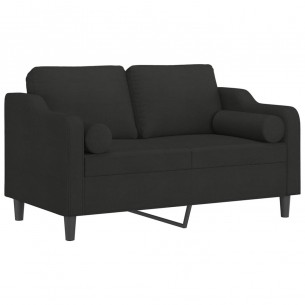Canapé 2 places avec oreillers décoratifs noir 120 cm tissu