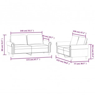 Ensemble de canapés 2 pcs avec coussins Gris foncé Velours
