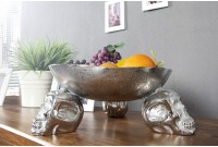 Bol de fruits design crânes en aluminium argenté