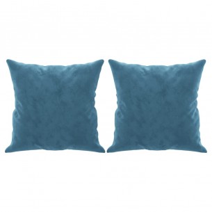 Canapé 2 places avec oreillers décoratifs bleu 120 cm velours