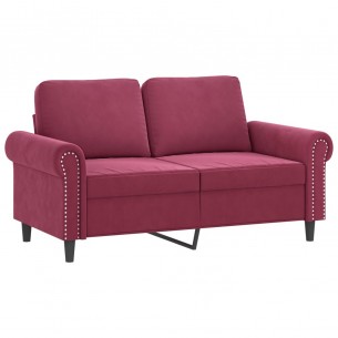 Canapé à 2 places Rouge bordeaux 120 cm Velours