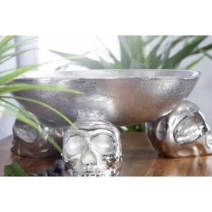 Bol de fruits design crânes en aluminium argenté Bol de fruits design crânes en aluminium argenté