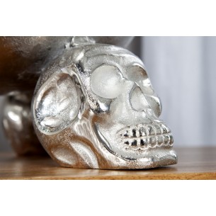 Bol de fruits design crânes en aluminium argenté Bol de fruits design crânes en aluminium argenté