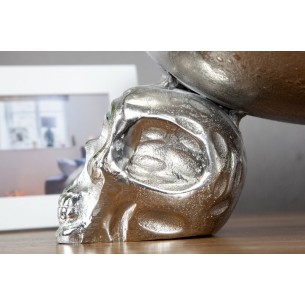 Bol de fruits design crânes en aluminium argenté Bol de fruits design crânes en aluminium argenté