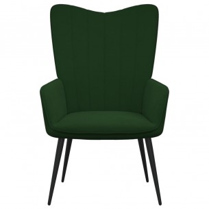 Chaise de relaxation avec repose-pied Vert foncé Velours