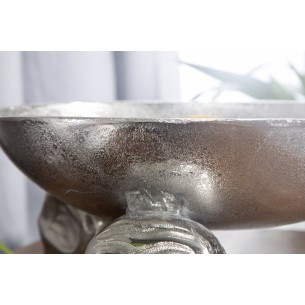 Bol de fruits design crânes en aluminium argenté Bol de fruits design crânes en aluminium argenté