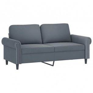 Canapé à 2 places Gris foncé 140 cm Velours