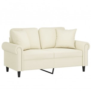 Canapé 2 places avec oreillers décoratifs crème 120 cm velours