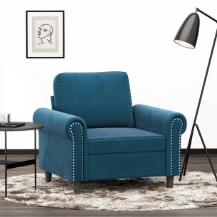 Fauteuil Bleu 60 cm Velours