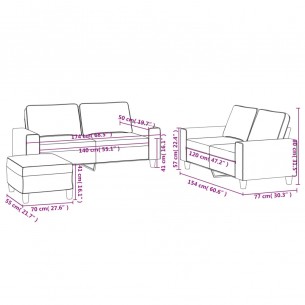 Ensemble de canapés 3 pcs gris clair tissu