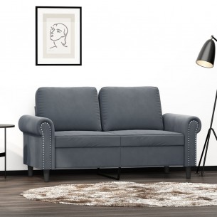 Canapé à 2 places Gris foncé 120 cm Velours