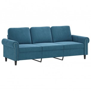 Canapé à 3 places Bleu 180 cm Velours