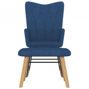 Chaise à bascule avec repose-pied Bleu Tissu